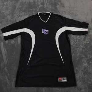 Nike Team SC Jersey Mens Large Black White Player #24 V-Neck Sports Shirt READ